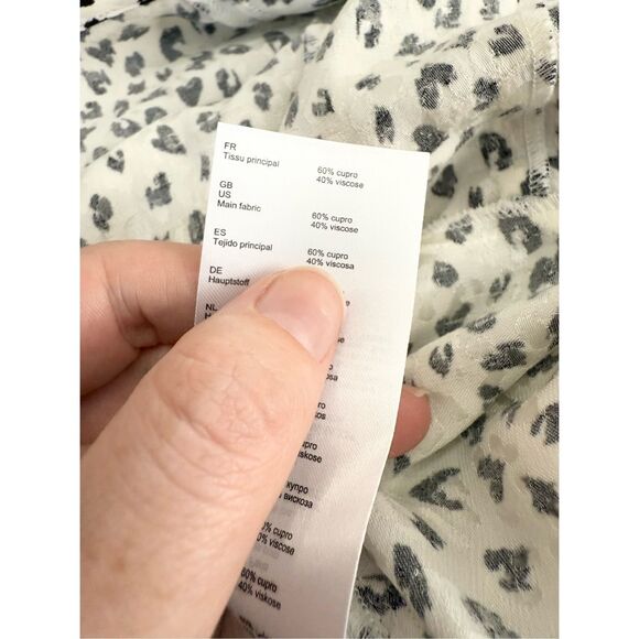 Maje Off White Black Rosana Ruffled Long SleeveAnimal Print Wrap Dress Size 2 - Picture 6 of 6